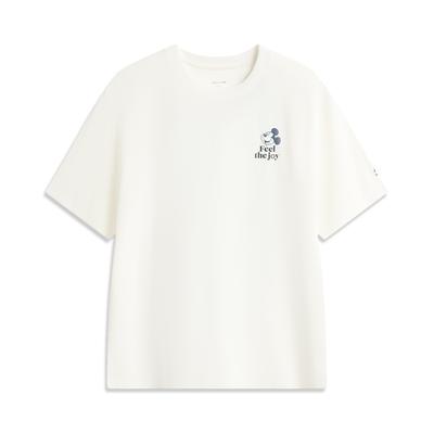 Li Ning X Disney Mickey Collaboration Sports Lifestyle Series Simple Letter Round Neck Pullover Loose Short Sleeve T-Shirt Unisex Tops AHSV795-1