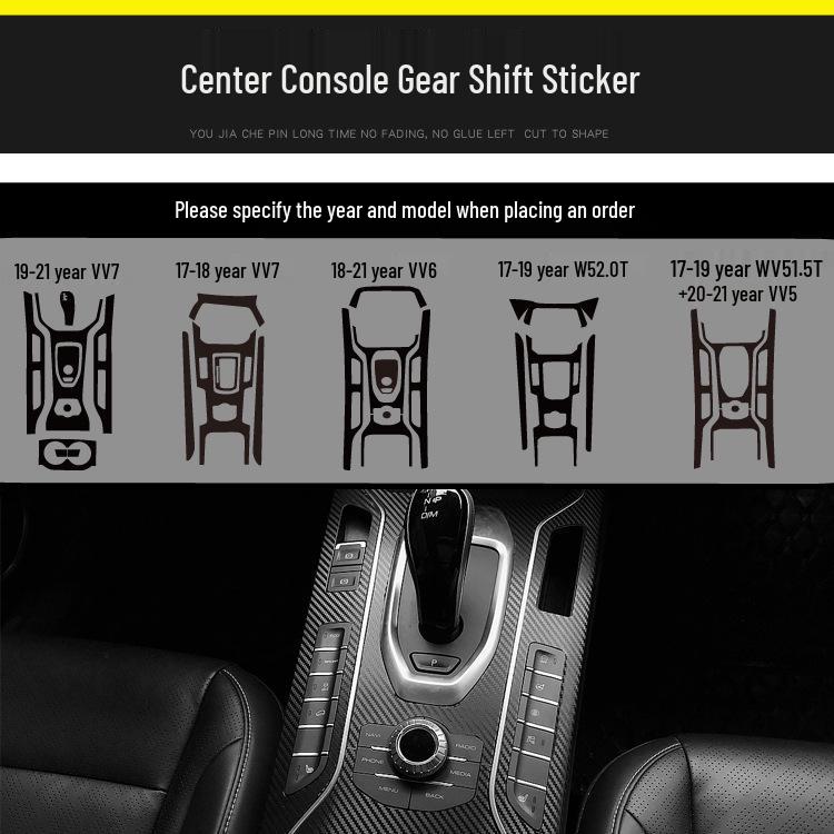Carbon Fiber Interior Sticker for 17-21 WEY VV5 VV6 VV7S - Center Console Decoration P8