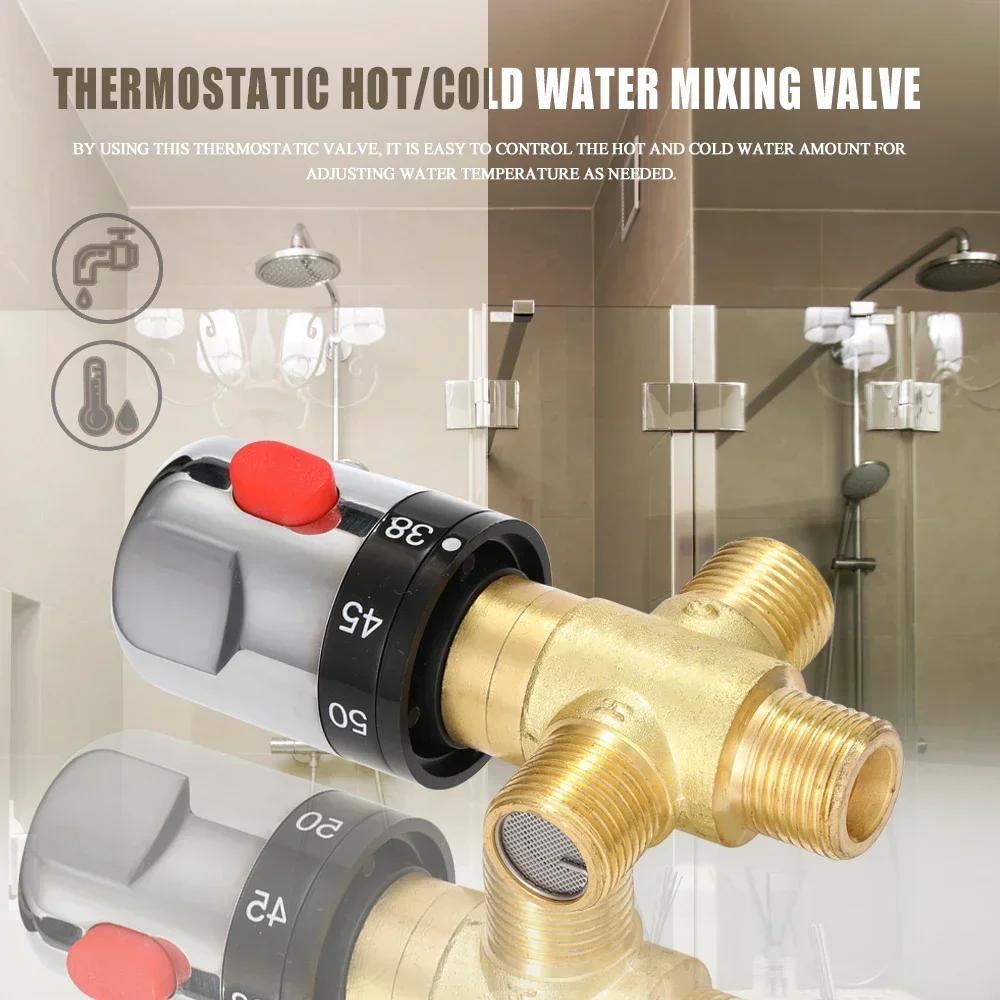 Rubinetto Termostatico in Ottone per Zona Bagno Valvola Miscelatrice Termostatica Regolabile Valvola di Regolazione Temperatura Miscelazione Acqua Per Scaldabagno
