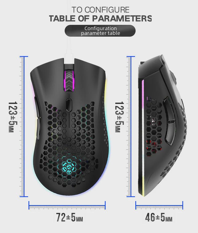 Viper BM600 Wireless RGB Gaming Mouse - Lightweight, Luminous Design for Office & E-Sports