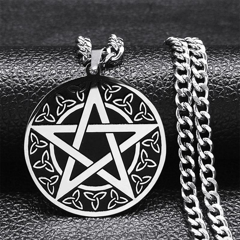Witchcraft Gothic Dark Pentagram Necklace Stainless Steel Original Tetragrammaton Salomon Amulet Necklaces for Women Jewelry