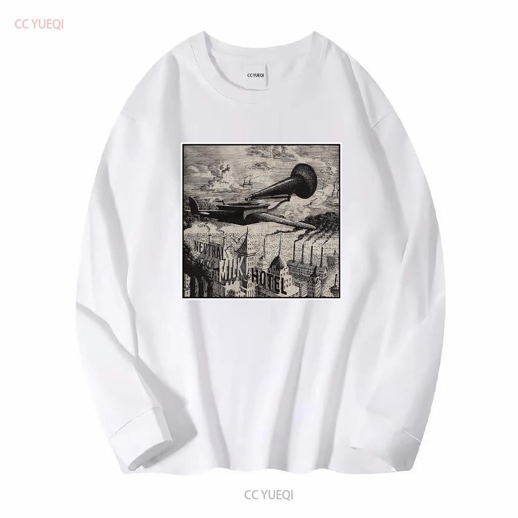 Neutral Milk Hotel Aeroplane T Shirt Military Green Color Te4206 Vintage Washed Streetwear Slightly Casual Designer Clothes