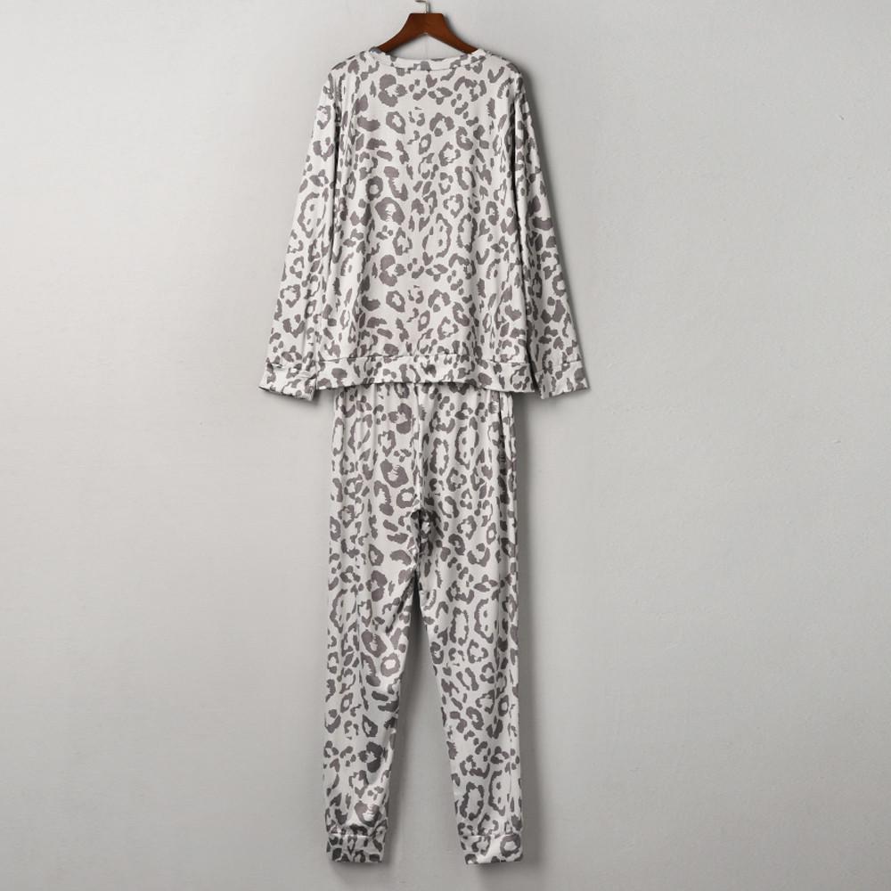 2Pcs Women Tracksuit Leopard Print Pants Sets Leisure Wear Wear Suit