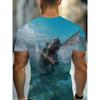 Men's 3D Dinosaur Printed T-shirt Casual Short Sleeved Round Neck Breathable Polyester Fabric Summer Style