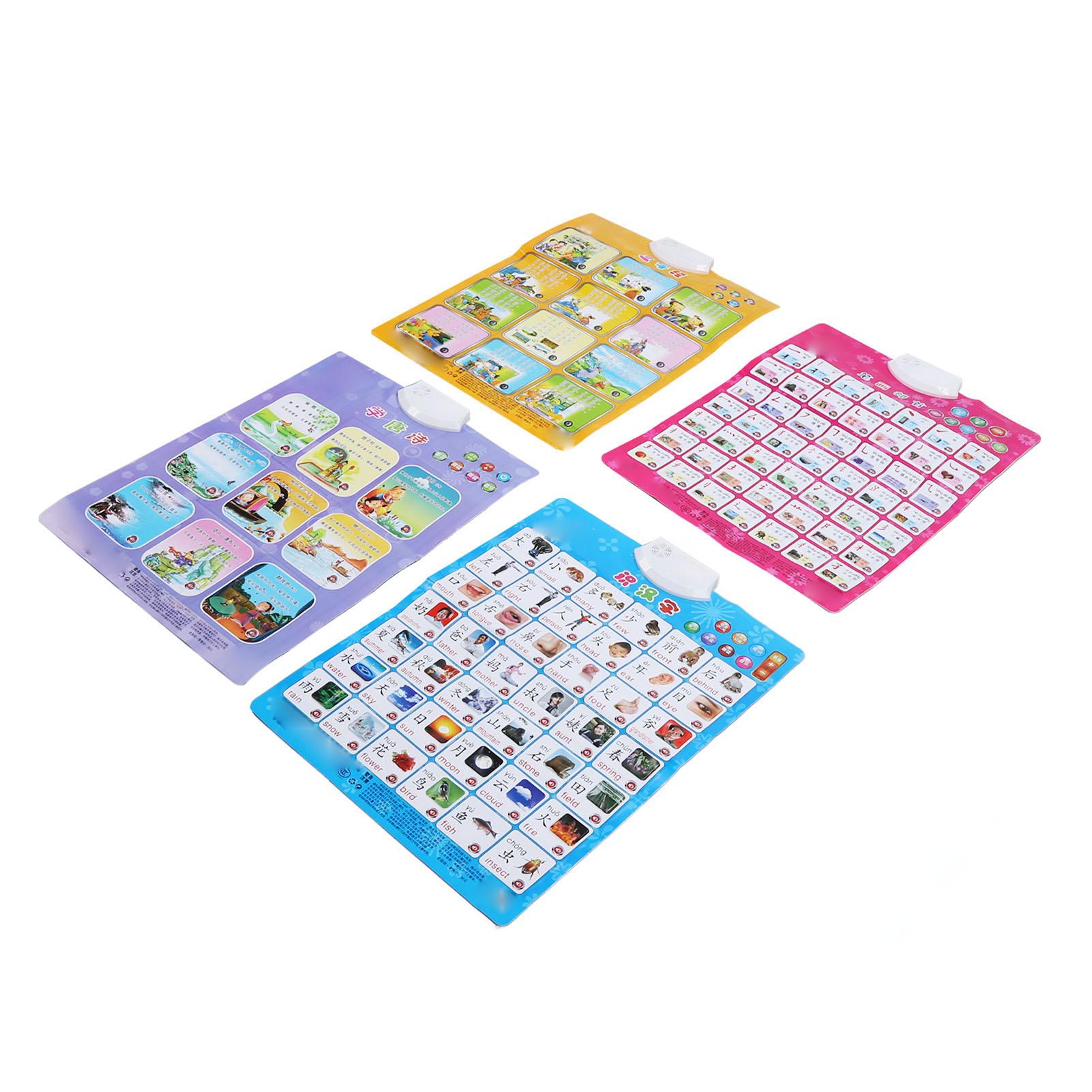 

4 шт. Обучающий плакат китайского языка Китайские иероглифы Трехсловный праймер Штрихи Радикалы Поэзия Тан Образовательный