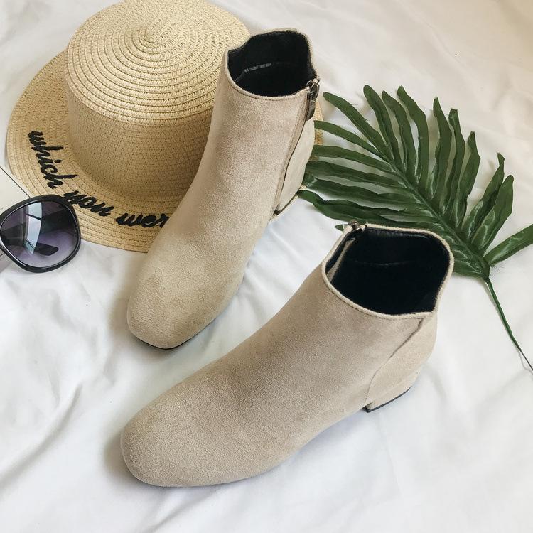 

Women s Boots Short Martin Boots Frosted Leather Square Head Medium Heel Coarse Heel New Trend Women s Boots 40