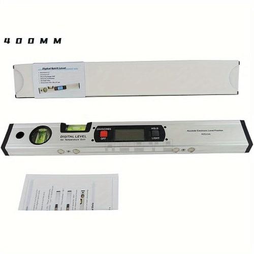 Digital Level, Aluminum Alloy, Multi-Function Angle Meter with High-Precision Display, Level and Inclination Measurement, Shock-Resistant, 400mm, LCD