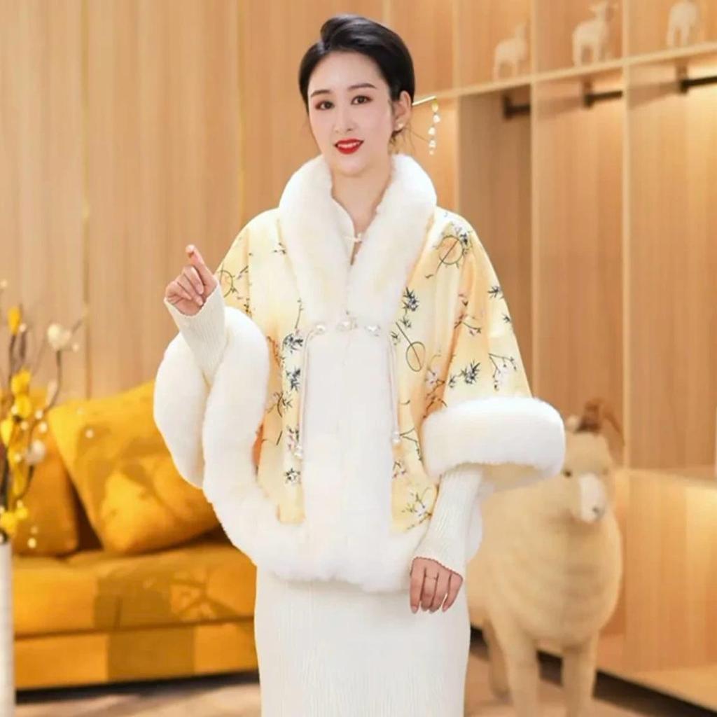 Stola a mantella in pelliccia da sposa invernale - Cardigan bianco per matrimonio o damigella d'onore.