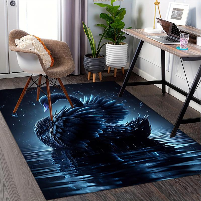 Black Swan Chair Mat: Office Carpet, Oversized Rug for Home Decor, Sofa Mat, Desk Protector, Gift for Office and Living Room
