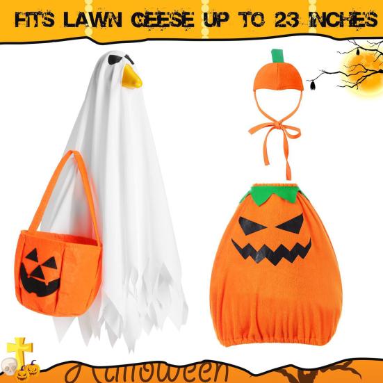 Halloween Goose Outfit for 23" Goose Statue Ghost Pumpkin Goose Costume Lawn
