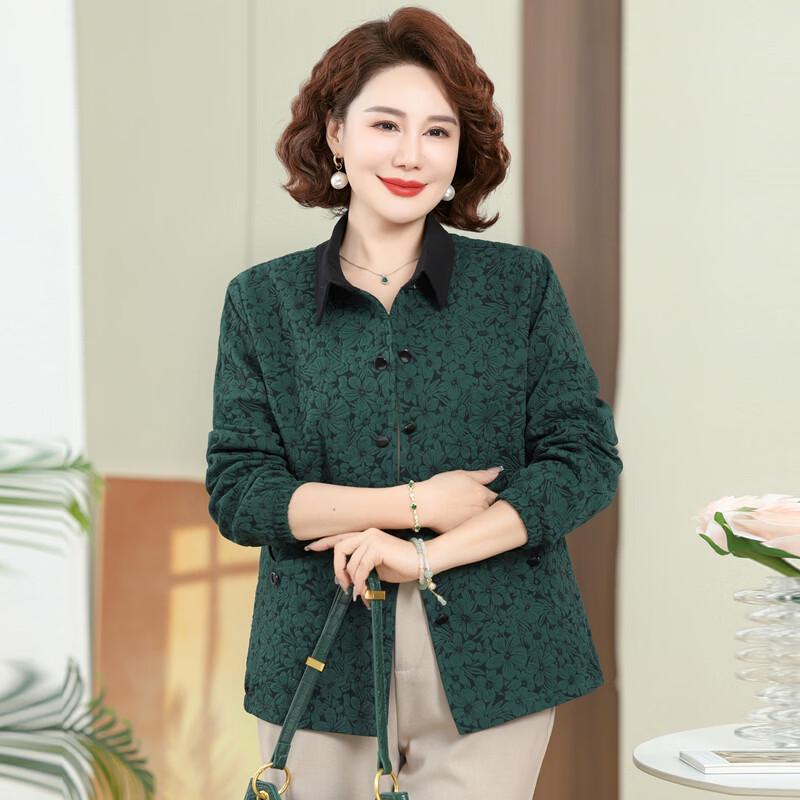 Elegant Floral Print Cardigan Jacket for Mid-aged Women