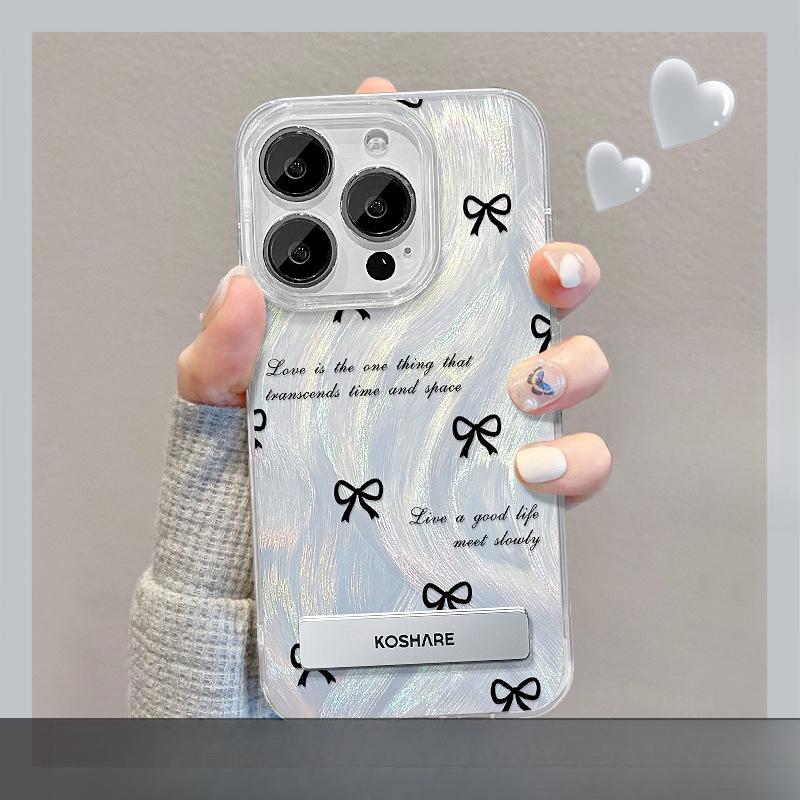 Suitable for Huawei Pura70 Mobile Phone Case Mate60/50pro Blue Bow Bracket Nova12/7 Feather Yarn Laser