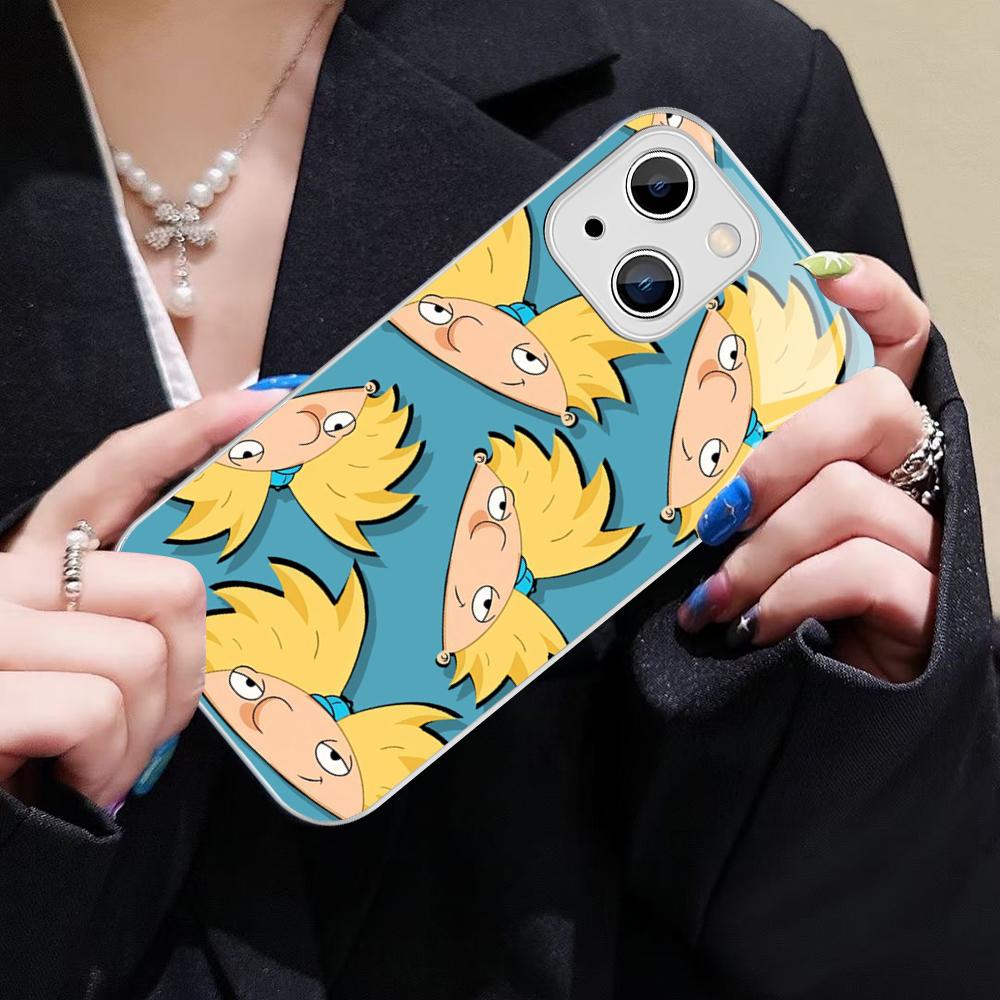 Hey A_Arnolds Cartoon Phone Case For IPhone 14 13 12 Mini 11 Pro XS Max X XR 14 Plus Tempered Glass Cover