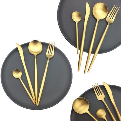 4 Pcs/Set Pure Matte Gold Dinnerware Knife 410 Stainless Steel Western Cutlery Durable Kitchen Food Tableware Dinner Set