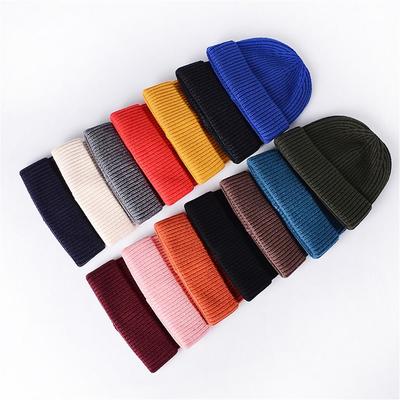Retro Slouchy Cuff Beanie Plain Roll-up Edge Skull Ski Cap Winter Warm Hats for Men Women