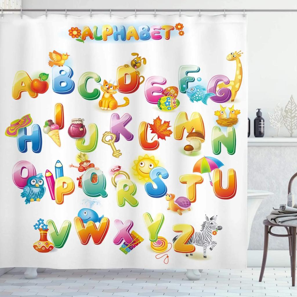 Creative Element Periodic Table Shower Curtain Modern Style Chemical Digital Pattern Bathroom Supplies Cloth Curtains Decoration