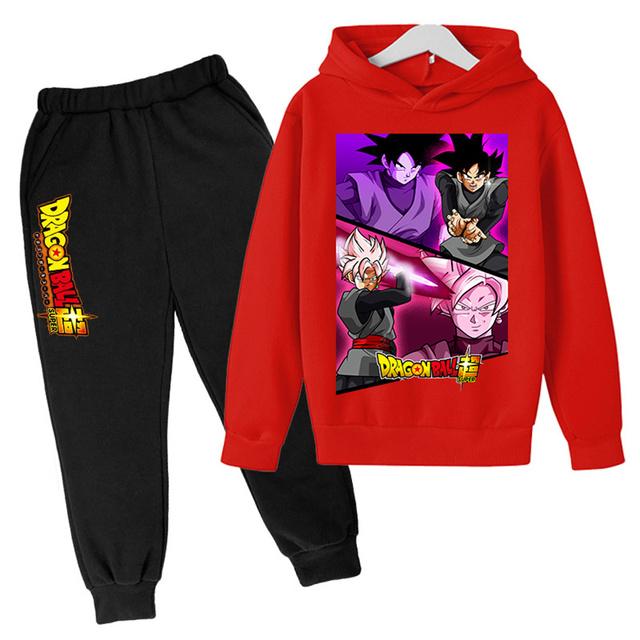 2025 New Anime Dragon Ball Z Hoodie Kids Clothes Boys Baby Girls Clothing Kakarotto Hooded Goku Sweaters Hooded +pants 2pcs
