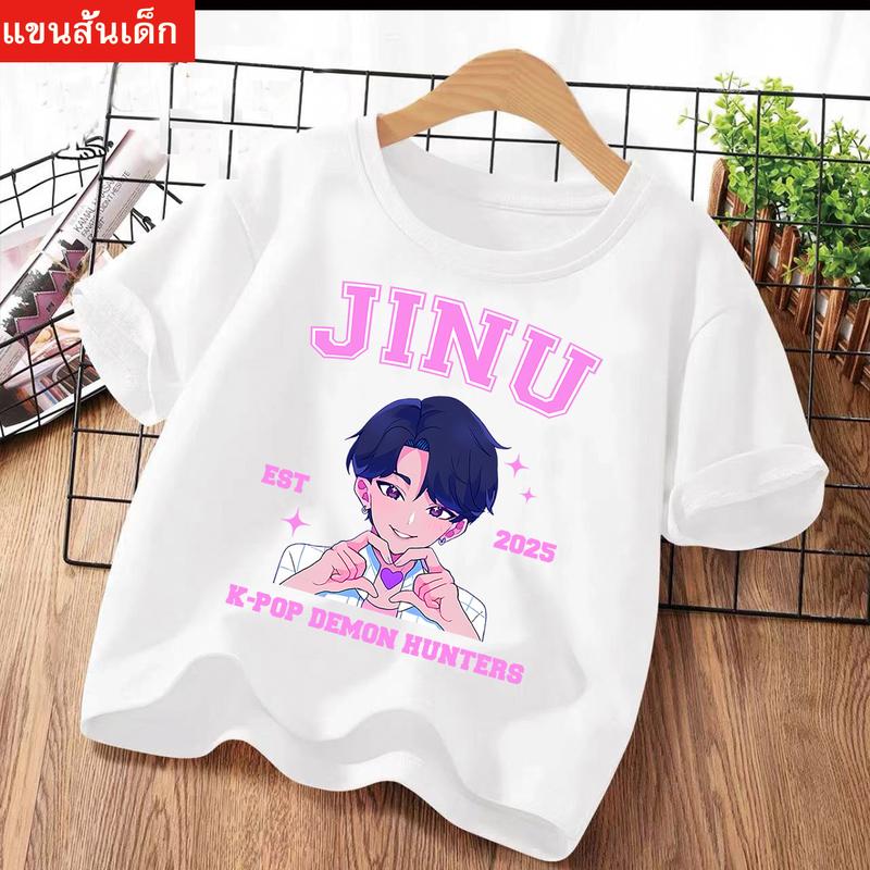 2025 Sommer Kpop Dämonenjäger T-Shirt Kinder Cartoon Anime Meme Druck Kleidung Rundhals Basic Jungen Oberteile Lässige Hemden Geschenk