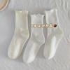 5 Pairs Wooden Ear Lace Jk Socks Women's Midtube Spring and Summer Pile Socks