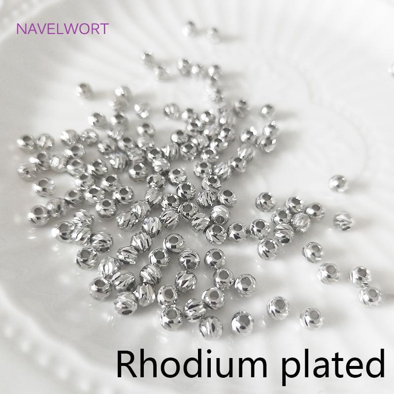 14K/18K Gold Plated Diamond-Cut Beads For Jewelry Making,Brass Metal Bulk Round Spacer Beads DIY Jewelry Supplies Wholesale