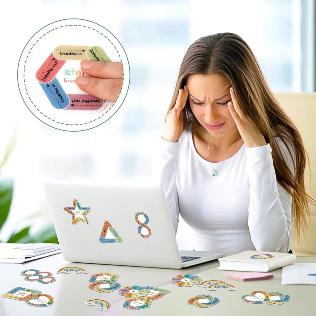 75Pcs Calm Stickers for Anxiety Sensory Textured Sensory Stickers Anti Stress Anxiety Relief Items Boho Calm Sticker Bulk Waterproof Fidget Adults