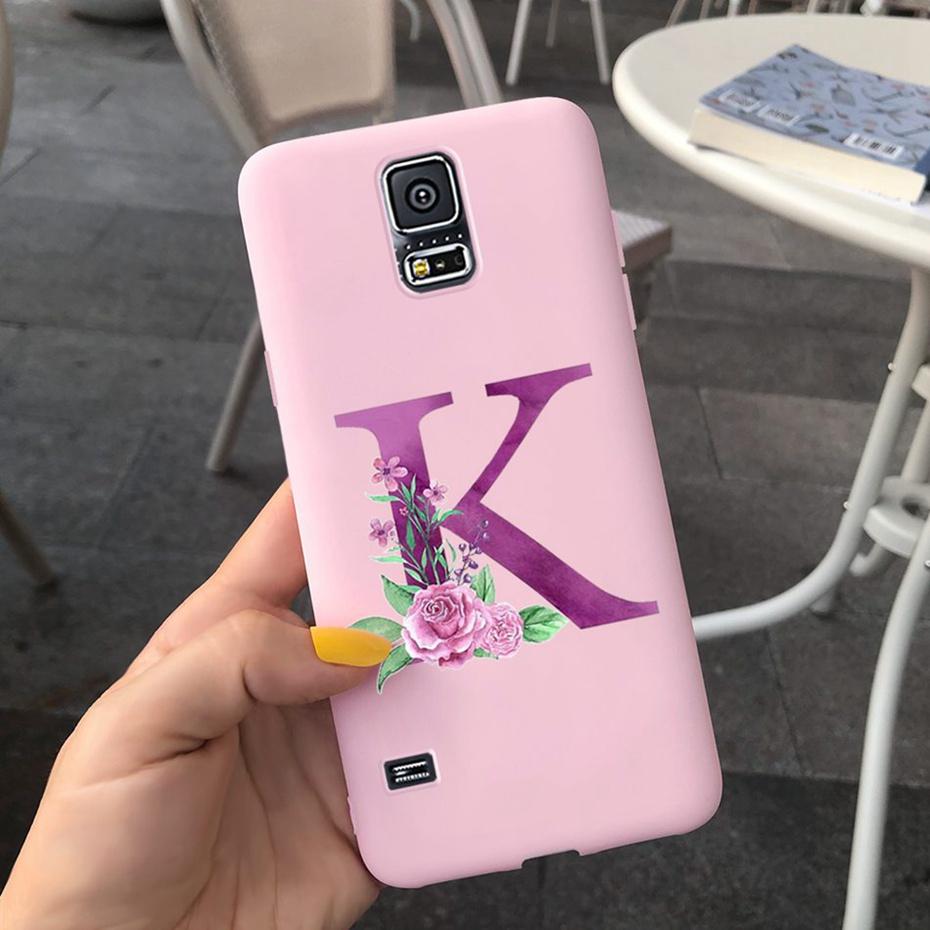 For Samsung Galaxy S5 I9600 Phone Case Flower Initial Alphabet Case For Samsung S5 Neo S 5 G900 G903F SM-G900F Soft Silicon Case