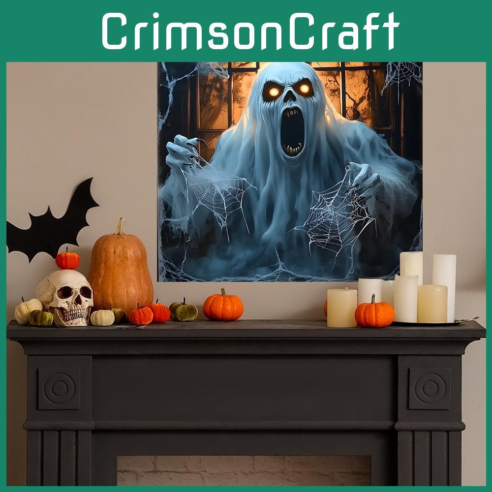 Spider Halloween Horror Web Ghost Window Pattern Home Wall Sticker Decorat