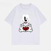 MINISO 2025 New Creative Black and White Mickey Print Women Men Couple Tshirt Casual Loose Y2K Round Neck Womens Top