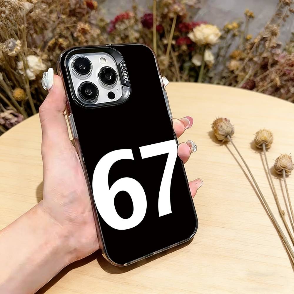 Six Seven 67 Phone Case For iPhone 17,16,15,14,13,12,11 Plus,Pro Max,XS,Colorful Silver Phone Case Funda Cover