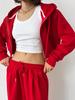 2025 Autumn Women's Casual Solid Color Zip-Up Hoodie & Drawstring Sweatpants Set