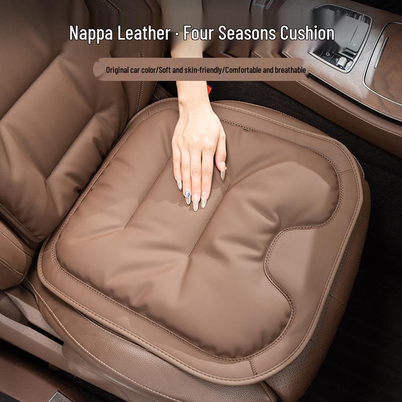 Luxury Nappa Leather Non-Slip Car Seat Cushions for Five-Seater - Thickened Design for Front and Rear Seats