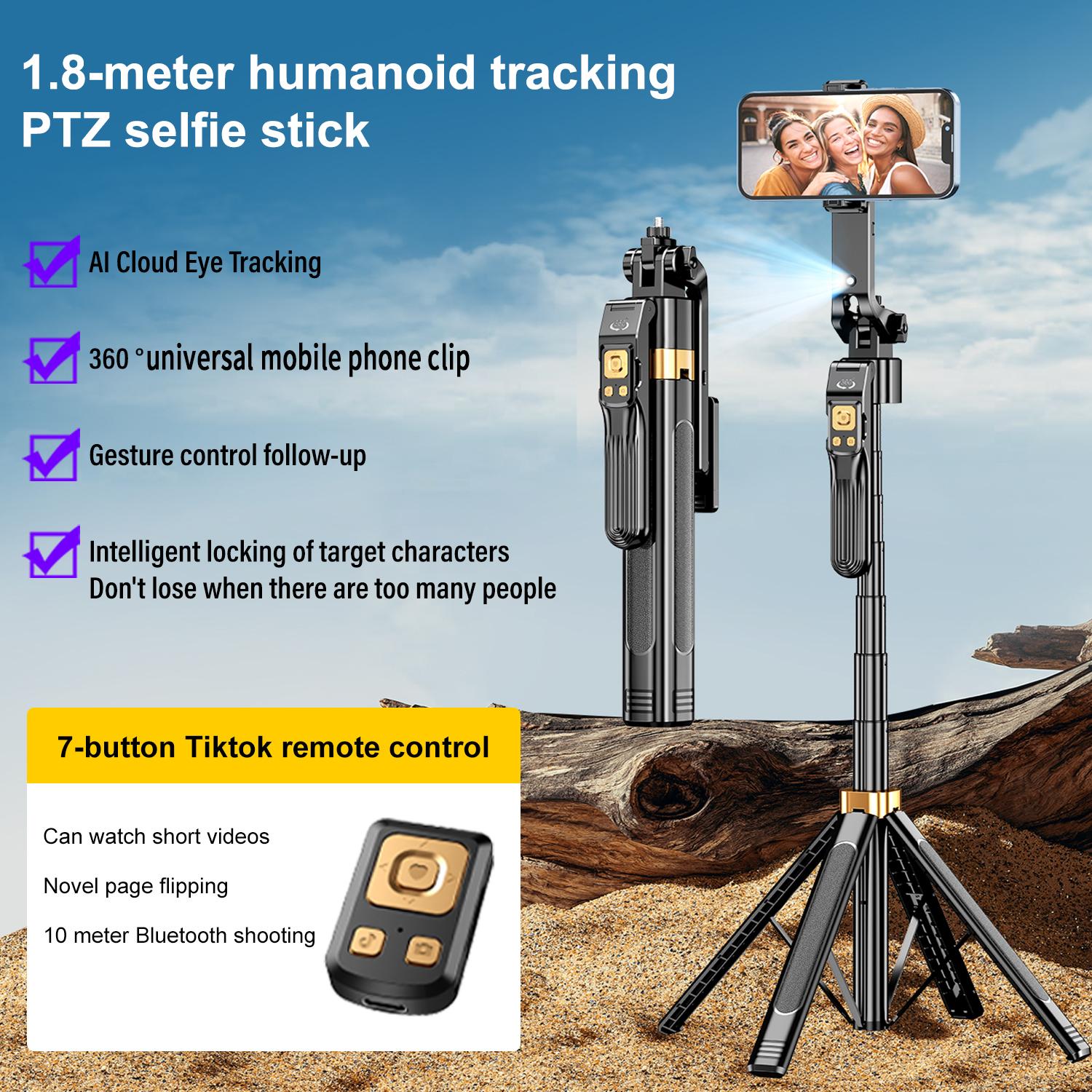 

CL11-P AI Smart Tracking Gimbal 1.8m Four-Legged Floor Stand Phone Live Streaming Bluetooth-compatible Selfie Stick Type A