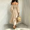 Women's Cotton Linen Off Shoulder Spaghetti Strap Ruffled Maxi Dress Loose Fit Vacation