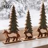 Creative Gift for Friends And Family 4Pcs Wooden Animal and Pine Ornaments, Fox Rabbit Bear Hedgehog Rustic Forest Theme Decorations Figurine,