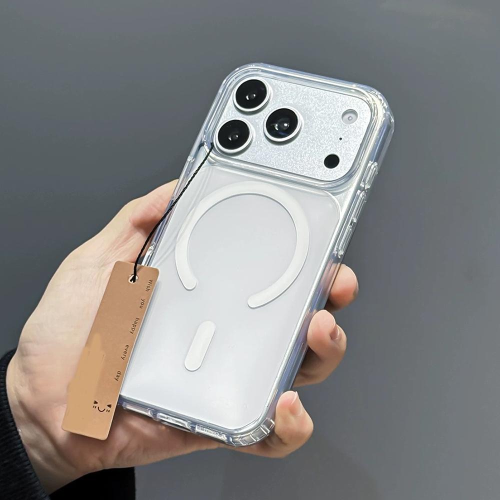 

Original Crystal Clear For Magsafe Magnetic Case For iPhone Air 17 16 Plus 15 14 13 12 Pro Max Plus Acrylic Hard Armor Cover iPhone Air