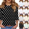 Women's Casual 3/4 Sleeve Top Summer O-neck Puffy Sleeve T-shirt Top