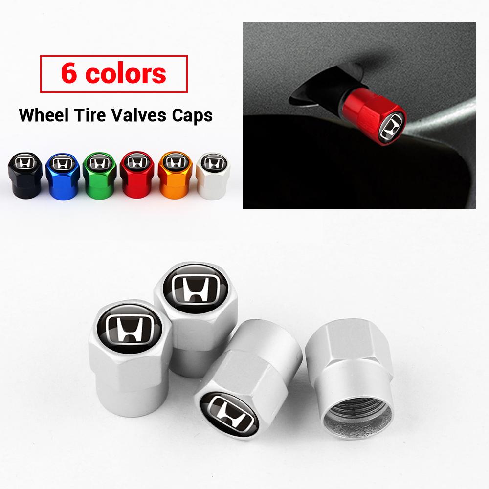 4Pc Car Metal Wheel Tire Air Valve Dust Caps Bolt-In Accessories For Honda Civic FIT Prelude CRV 5th City CRZ CRX Jazz HRV Pilot