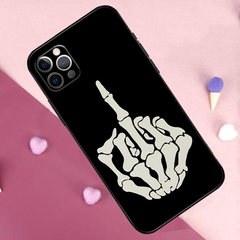 Skeleton Middle Finger Phone Case For iPhone 17 Pro Max 11 14 15 16 Pro Max Plus 13 12 Mini 16e 17 Air Back Cover