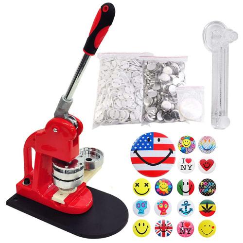 iimono117 58mm Badge Machine, Includes 500 Badge Materials, for Making Original Badges, Crafts, and Anime, Professional Grade, for Commercial Use