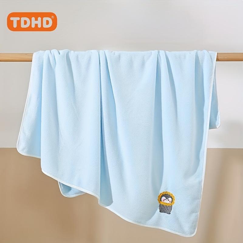 Baby Bath Towel Super Soft Absorbent Bath Fast-Drying Towel Cartoon Embroidery Blanket Coral Fleece Thickened