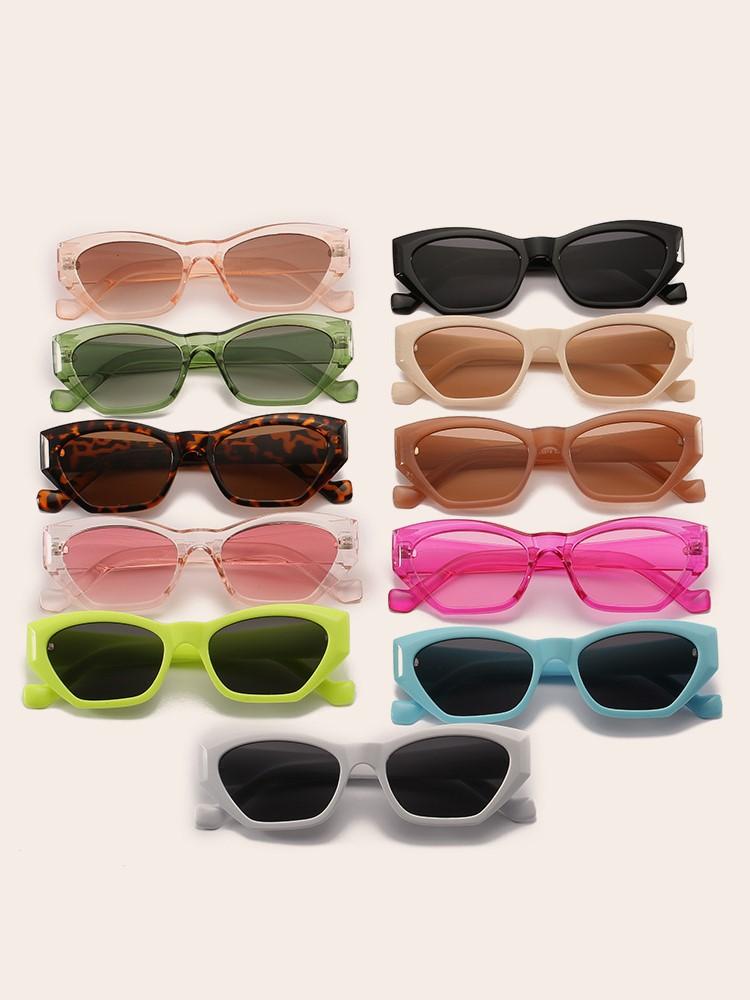 Fashion Cat Eye Sunglasses Women Vintage Clear Candy Color UV400 Polygon Sun Glasses Girl Trending Eyewear Shades