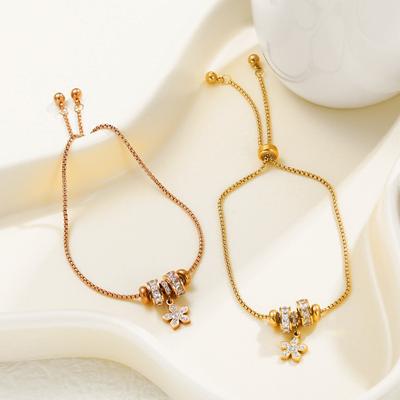 Pan Family Multi-Pull Bracelet Women'S Pull-Out Flower Pendant Stainless Steel Fashion Non-Fading Jewelry Titanium Steel Hand Ornament