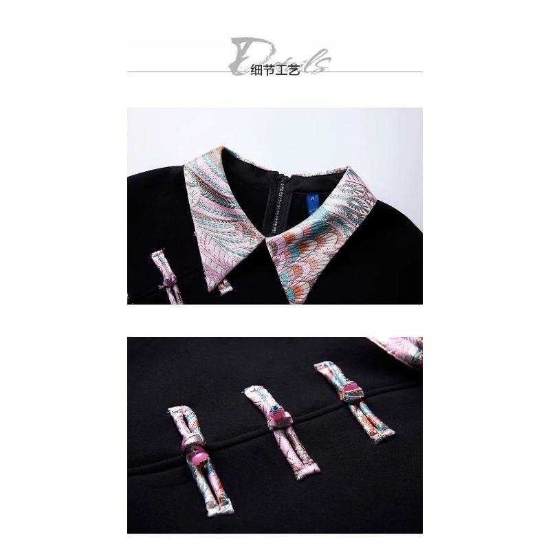 Retro Jacquard Disc Button Sweatshirt Women's Autumn New Loose Temperament Top  Clothing