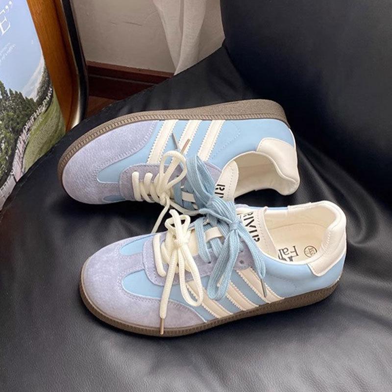 Flat-bottomed Sports Board Shoes Versatile Casual Forrest Gump Shoes Women's 2025 New Korean Version Hong Kong Style Retro Design German Training Shoe