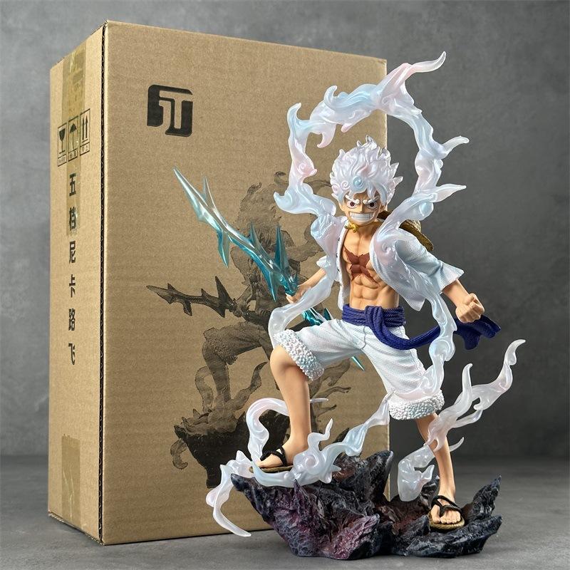 One Piece Luffy Sun God Nika Gear 5 Action Figure With Lightning Effect Collectible Model