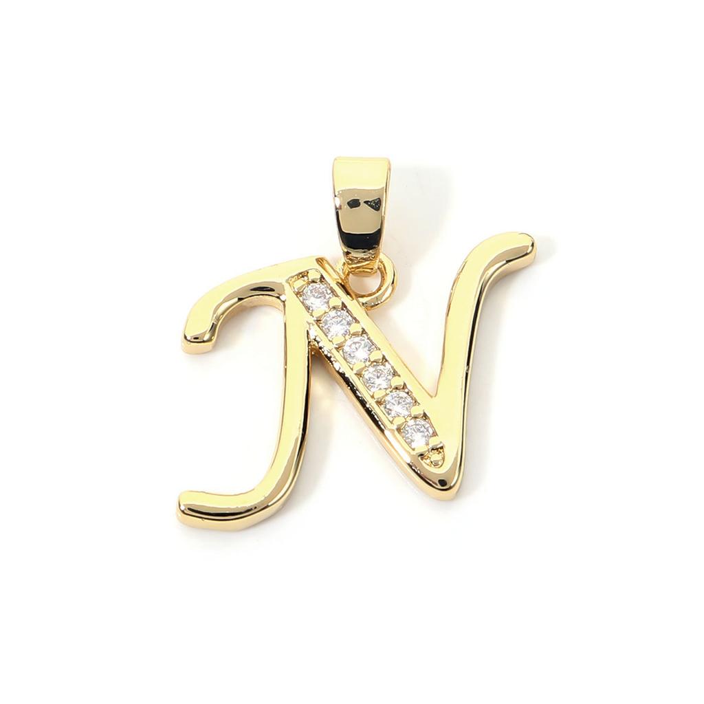 Fashion Gold Plated Letter Charms Alphabet A-Z Zircon Metal Letter Pendants For Jewelry Making DIY Bracelet Necklace Accessories