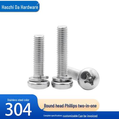 304 Stainless Steel Phillips Round Head Screw with Spring Washer