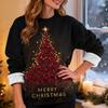 Women's Casual Fashion Round Neck Plus Velvet Thickened Christmas Print Sweatshirt