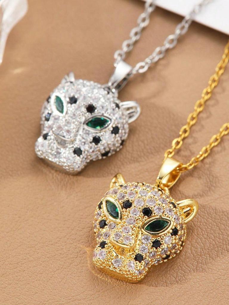 1 Piece Zircon Panther Head Pendant Necklace for Women Daily Wear Ideal Gift for Girlfriend, Wife, Family and Friends
