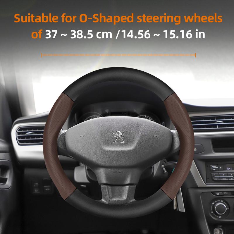 For Peugeot Carbon Fiber Texture Perforated Leather Steering Wheel Cover 508 3008 207 2008 307 Sw 308 206 208 5008 301 Expert